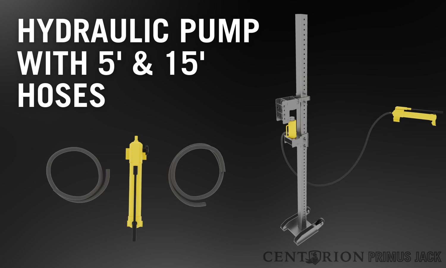 Centurion™ Primus Jack | Flexible Pump Positioning
Comes with 4' and 15' hydraulic hoses, enabling comfortable pump placement regardless of repair height, including elevated work up to 13'.