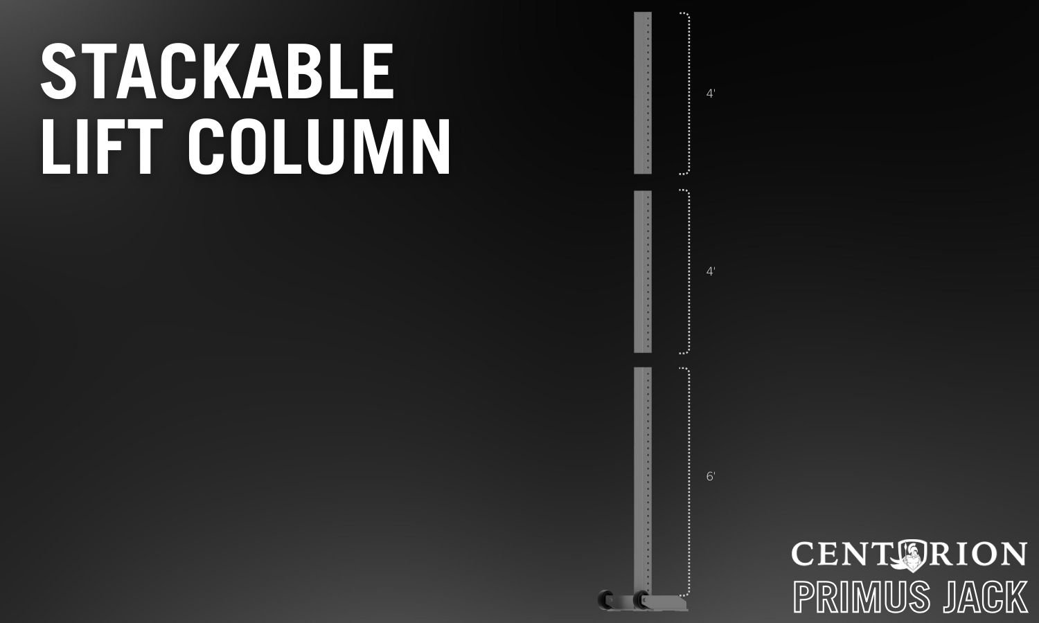 Centurion™ Primus Jack | Stackable Lift Column
Three-piece column sections stack securely to reach the desired height for any Centurion™ repair kit installation.