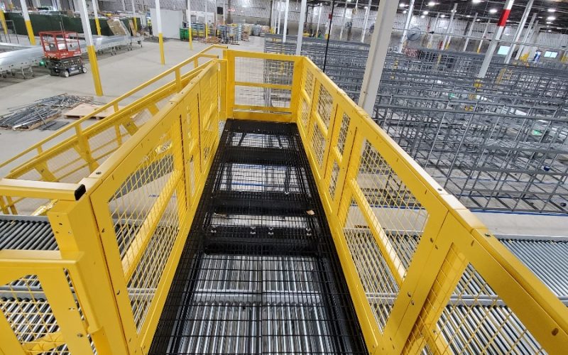 BeastWire RailGuard on Elevated Walkway - Yellow - SpaceGuard Products