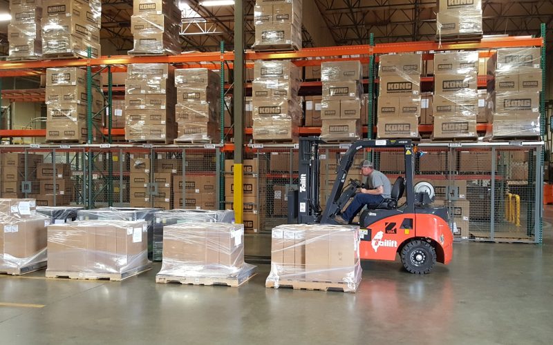 Forklift in Front of Pallet Racking System with BeastWire Doors